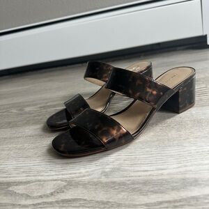 Ann Taylor Brown Tortoise Shell Block Heel Sandals 8.5